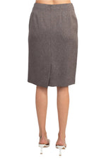 NYP Suits Crew Neck Long Sleeve 3 Button Pockets Zipper Back Slit Back Crepe Skirt Set - Glamourous Grace