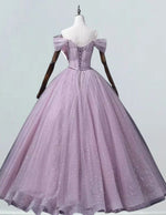 Pink Off-Shoulder Tulle Ball Gown for Girls Elegant Prom & Quinceanera Dress