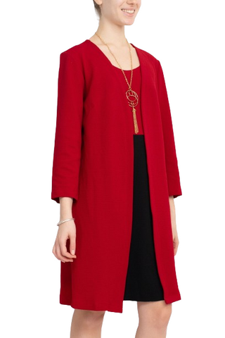 Sandra Darren Scoop Neck Sleeveless Short Dress With 3/4 Sleeves Attached Jacket - By Baano
