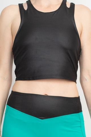 Activology Crew Neck Sleeveless Racerback High Shine Interlock Crop Top - Glamourous Grace