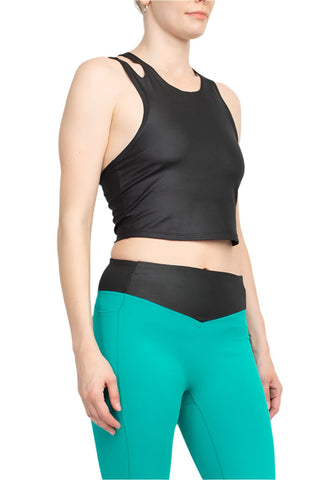 Activology Crew Neck Sleeveless Racerback High Shine Interlock Crop Top - Glamourous Grace