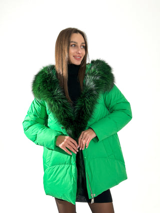 Genuine Silver Fox Fur Down Fill Parka - By Baano