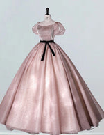 Girls' Pink Pleated Ball Gown | Boat Neck Quinceanera Dress with Sleeves