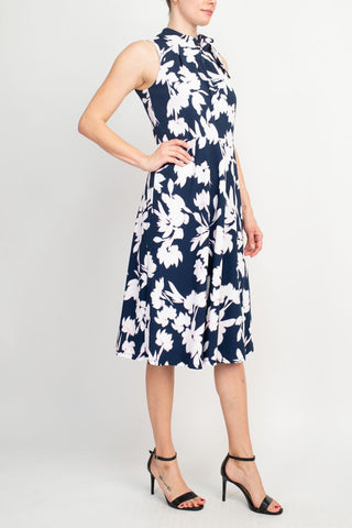 Sandra Darren Studio One Floral Navy Cotton Dress - Glamourous Grace