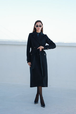 Alaska Classic Cashmere Blend Overcoat in Black