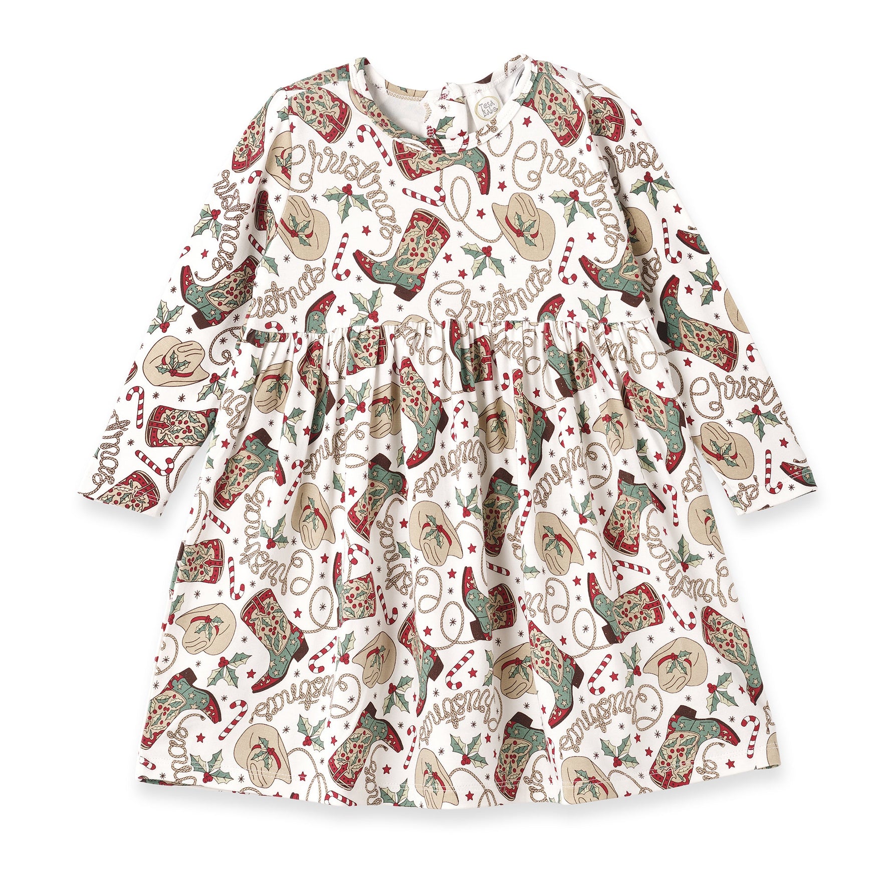 Western Christmas Girls Dress – Soft Bamboo Holiday Style - By Baano