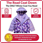 Car Seat Coat | The Road Coat Down - Purple Raptor Print