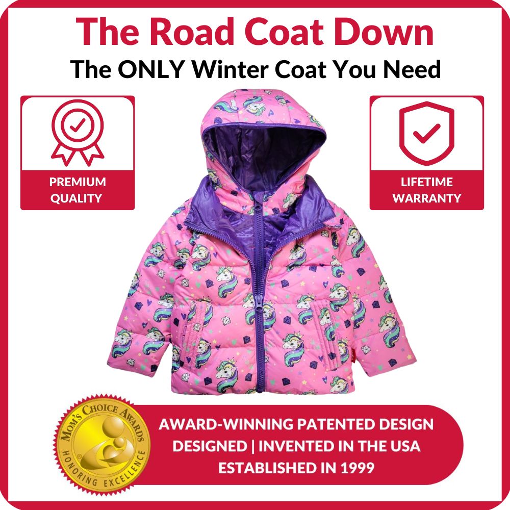 Car Seat Coat | The Road Coat Down - Unicorn Print