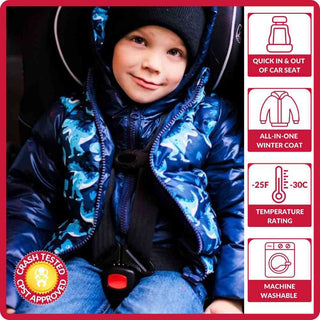 Car Seat Coat | The Road Coat Down - Navy Raptor Print