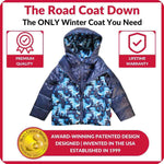 Car Seat Coat | The Road Coat Down - Navy Raptor Print