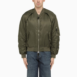 Convertible khaki nylon bomber jacket - By Baano