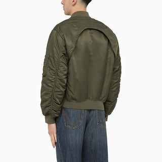 Convertible khaki nylon bomber jacket - By Baano