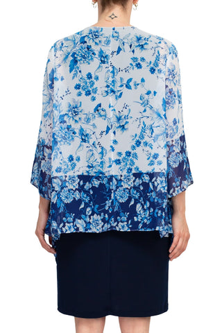 Studio One Floral Chiffon Cape Detail Dress - By Baano