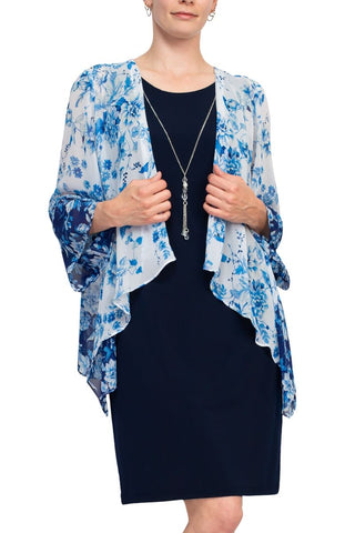 Studio One Floral Chiffon Cape Detail Dress - By Baano