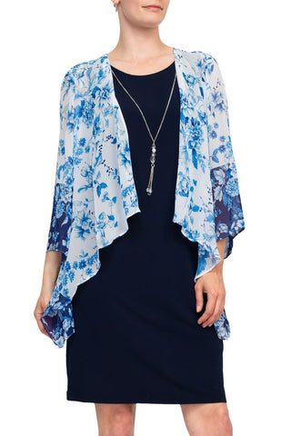 Studio One Floral Chiffon Cape Detail Dress - By Baano