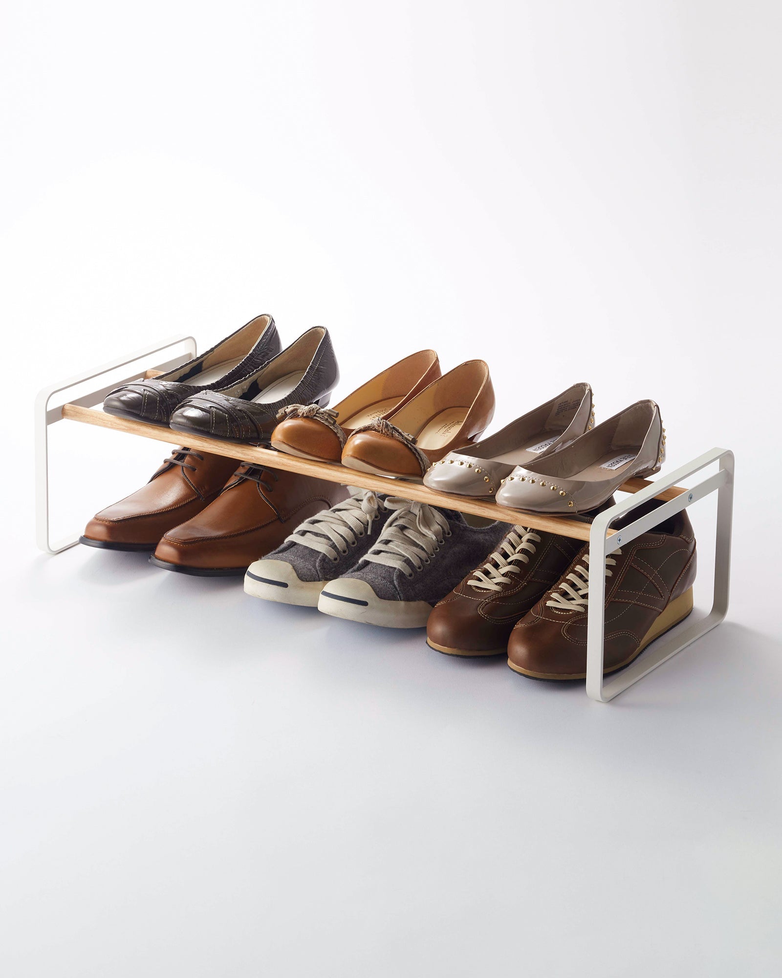 Stackable Shoe Rack (7" H)  - Steel + Wood - By Baano