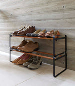 Stackable Shoe Rack (7" H)  - Steel + Wood - By Baano
