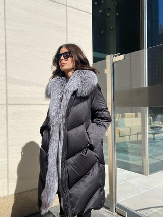 Amandine Genuine Silver Fox Down Parka - By Baano