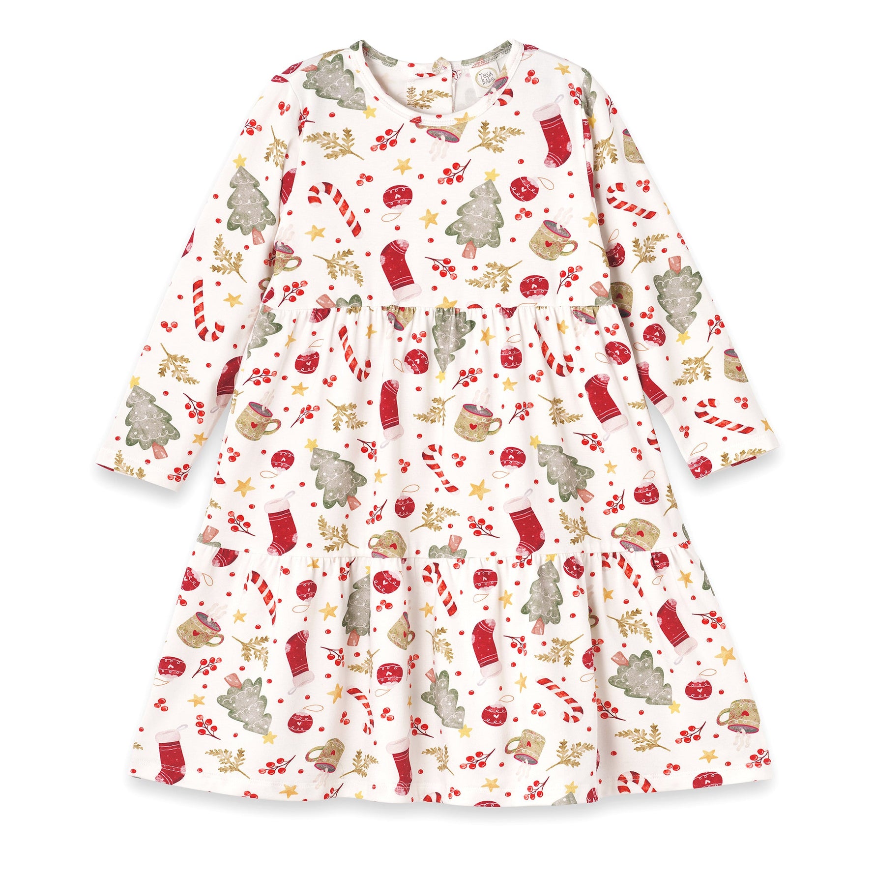Girls’ Christmas Dress – Bamboo Holiday Tiered Twirl Dress - Noel - By Baano
