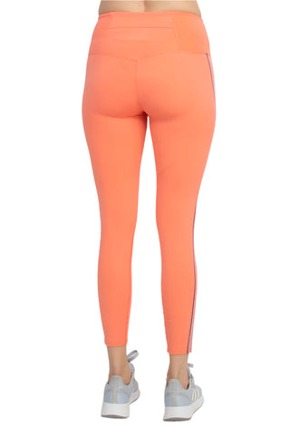 Activology Mid Waist Banded Rubber Rainbow Strip 7-8 Interlock Leggings - By Baano