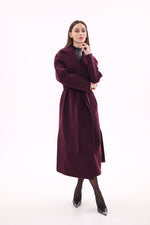 Cambridge Comfort Wraparound Wool Cashmere Coat in Royal Burgundy