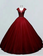 Burgundy V neck Prom Dress Long Floor length Deep V Ball Gown Beads Prom Party Dress Custom Made Wedding Dress