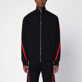 Black/Red Cotton Zip Sweatshirt - By Baano