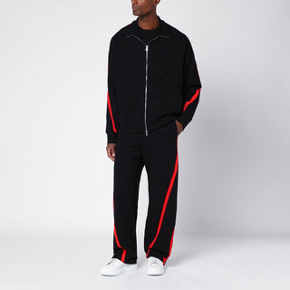 Black/Red Cotton Zip Sweatshirt - By Baano