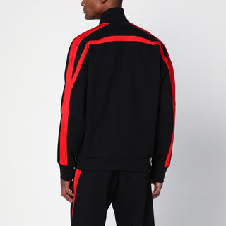Black/Red Cotton Zip Sweatshirt - By Baano