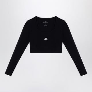 Black Activewear Top In Matt Nylon Blend - By Baano