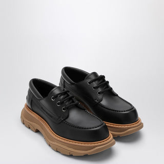 Black Leather Lace-Up With Maxi Sole - By Baano