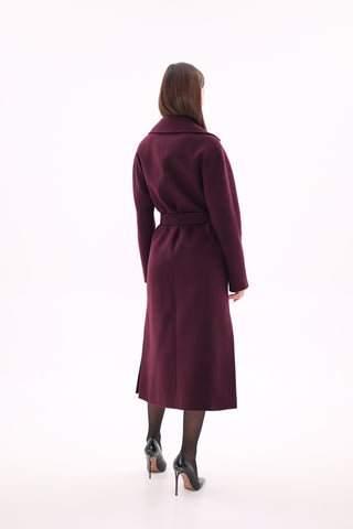 Cambridge Comfort Wraparound Wool Cashmere Coat in Royal Burgundy