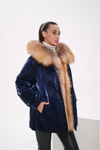 Genuine Red Fox Premium Down Fill Vinyl Parka - By Baano