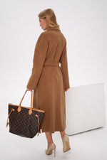 Cambridge Comfort Wraparound Wool Cashmere Coat in Dark Camel
