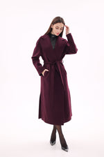 Cambridge Comfort Wraparound Wool Cashmere Coat in Royal Burgundy