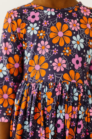 Haunted Garden 3/4 Sleeve Pocket Twirl Dress - By Baano