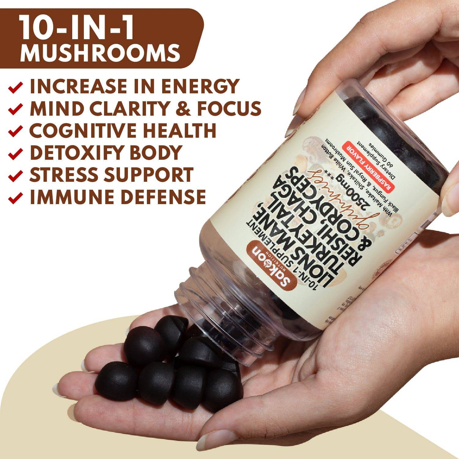 10-in-1 Lions Mane Mushroom Complex Gummies - By Baano