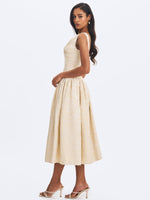 Chelsea Ivory Jacquard Ruched Bust Sweetheart Midi Dress Miss Circle