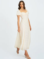Pandora White Bubble Sleeve Backless Maxi Dress Miss Circle