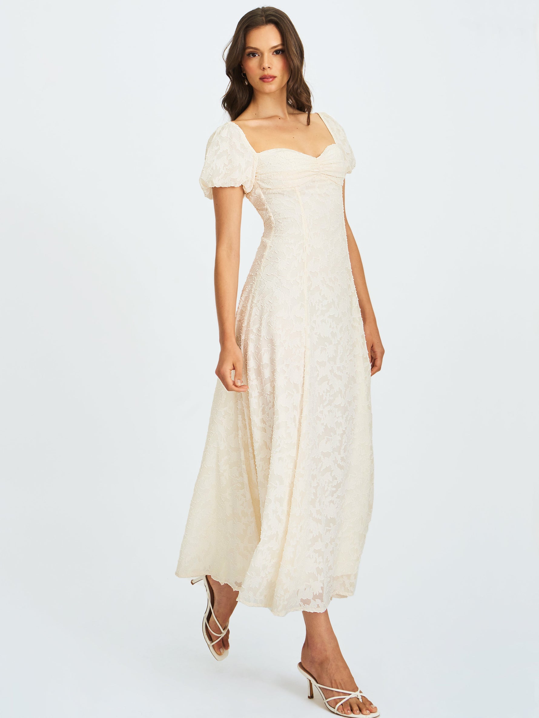 Pandora White Bubble Sleeve Backless Maxi Dress Miss Circle