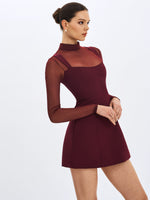Natasha Burgundy Faux Two-Piece Turtleneck Mini Dress Miss Circle