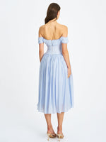 Xavy Baby Blue Off Shoulder Corset Midi Dress Miss Circle