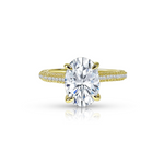 2.5ct Oval Cut Three Row Pavè Moissanite Engagement Ring Ring Deluxe Fine Jewelry
