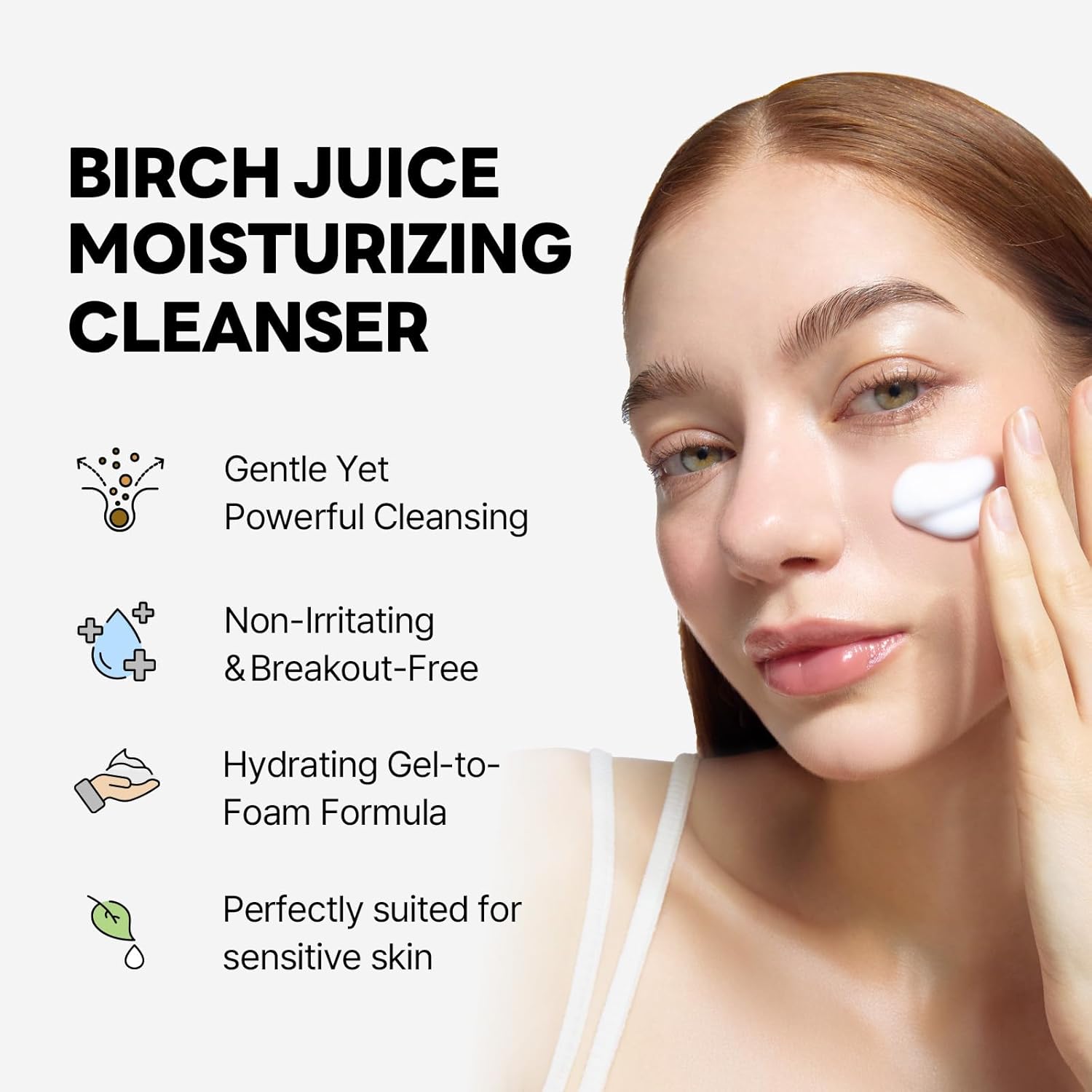Birch Juice Moisturizing Cleanser - Unclogs hidden sebum, Clears away dead skin cells, Soothing 5.07 fl.oz