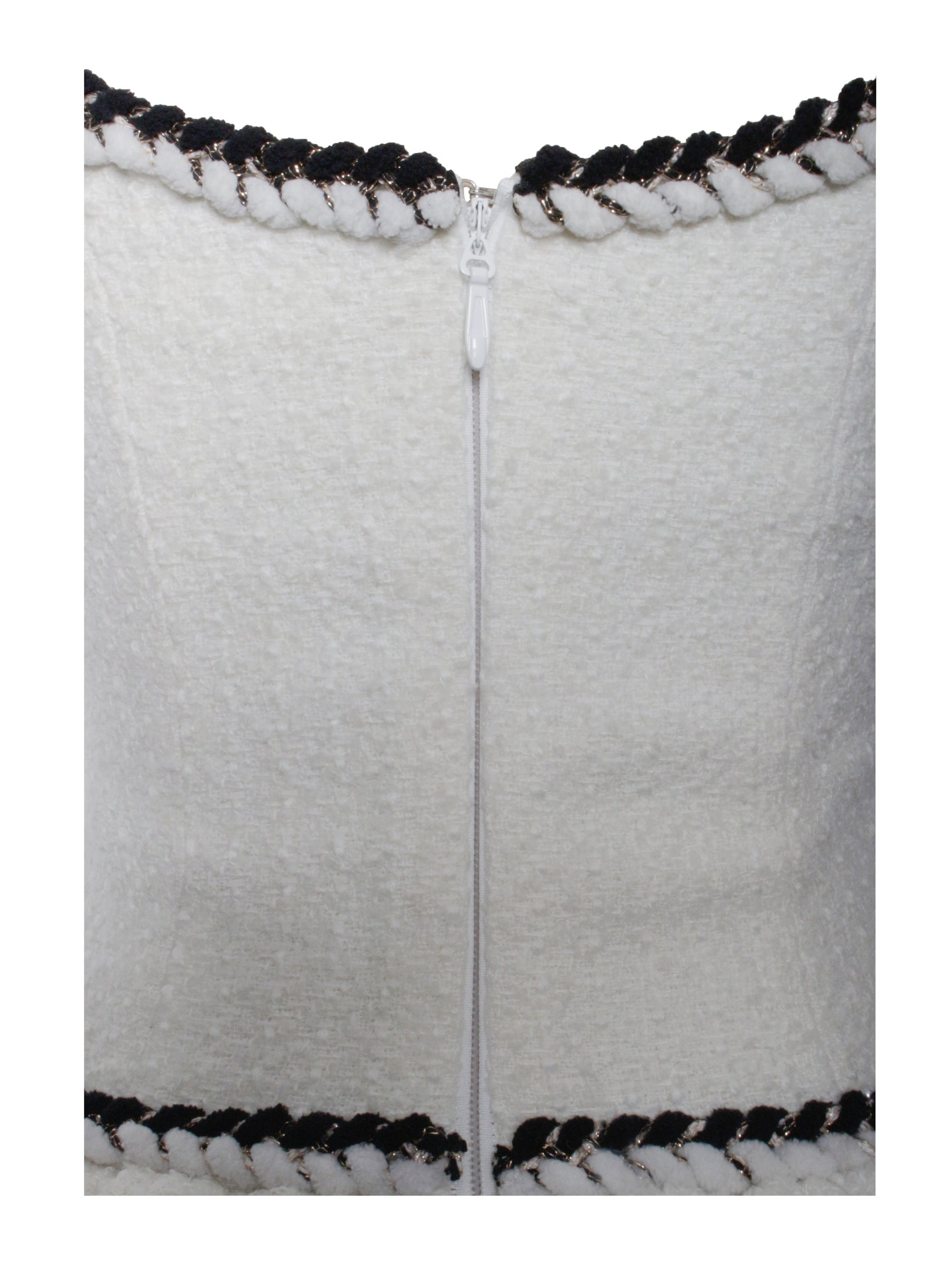 Coco White Boucle Tweed V Waist Mini Dress Miss Circle