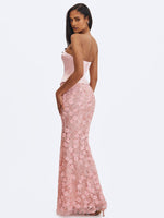 Uliya Rosy Pink Strapless Mermaid Peplum Maxi Dress