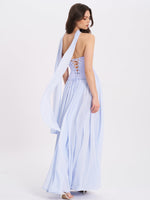 Qianna Baby Blue Peplum Drop Waist Chiffon Gown Miss Circle