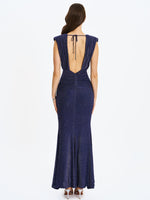 Terri Navy Sparkle Plunging Backless Maxi Dress Miss Circle
