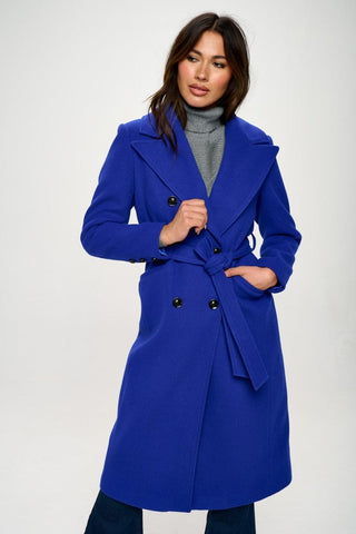Coalition LA Double-Breasted Longline Coat with Belt - By Baano