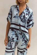 Printed Button Up Shirt and Pants Set - By Baano